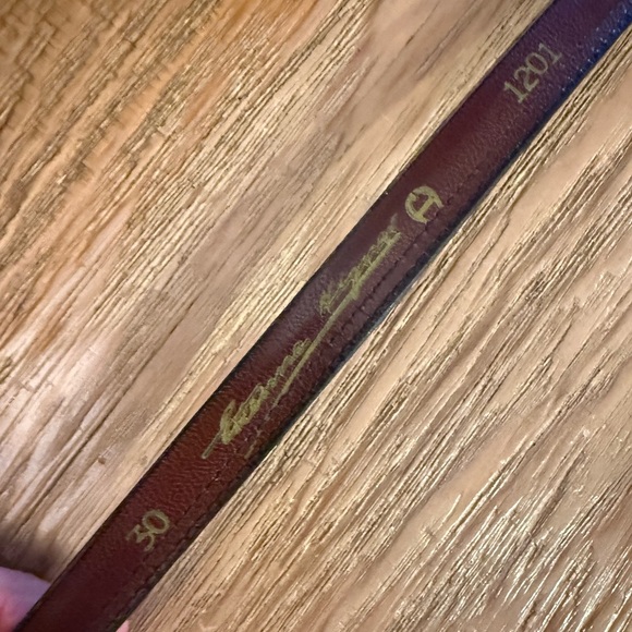 Etienne Aigner Dark Brown Leather Belt equestrian - Picture 7 of 8